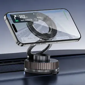 Foldable Magnetic Car Phone Holder for MagSafe Devices - 20 N52 Magnets, 360-Degree Rotation, Vacuum Suction Cup with Heat-Resistant Nano-Adhesive Base, Automotive Interior Accessory