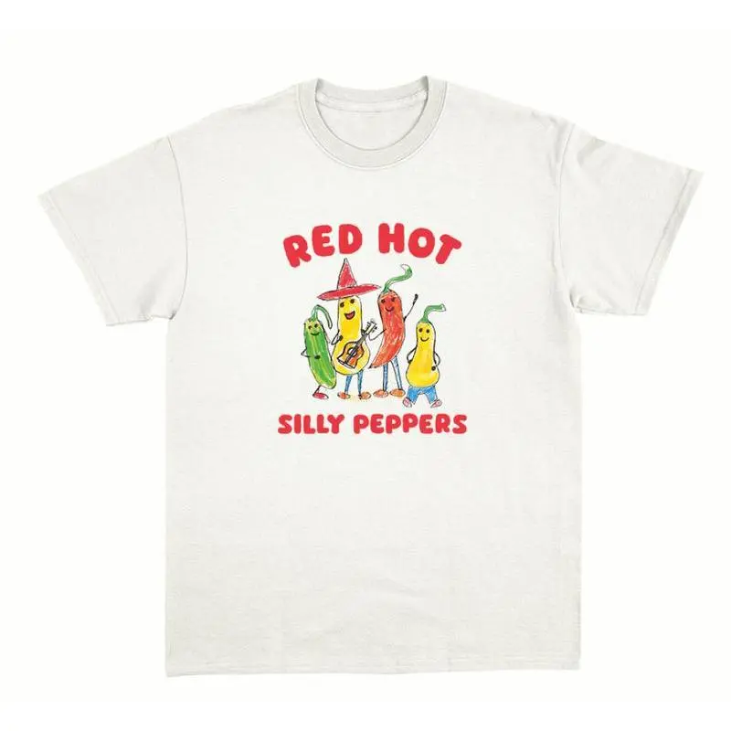 Unisex Vintage Silly Peppers Graphic T-Shirt, Short-Sleeve Round Neck Casual Streetwear Sports Top