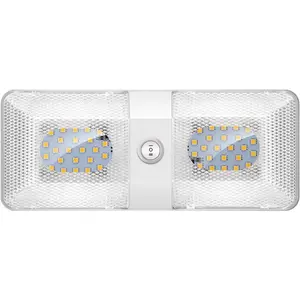 1 Pack Upgraded Super Bright DC 12V Led RV Ceiling Double Dome Light RV Interior Lighting with ON/Off Switch for Trailer Camper Car RV Boat (White - 1PCS)