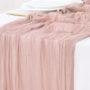 Cheesecloth Table Runner 10ft Gauze Boho Rustic Dusty Pink Cheese Cloth Table Runner for Wedding Bridal Shower Fall Thanskgiving Decoration