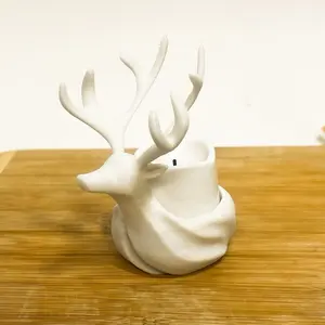 White Deer Candle Holder - Aesthetic LED Candle Decor with Candle Included
