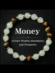 Attract Wealth Bracelet, Made of Onyx and Tiger Eye Stone, Symbolizing Prosperity, Ideal Gift for Birthdays and Parties, Unisex Jewelry