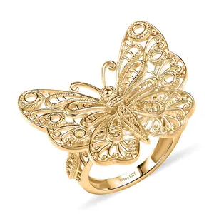 Butterfly Ring in 18K Vermeil Yellow Gold Over Sterling Silver Size 7 6.30 Grams Christmas Gifts
