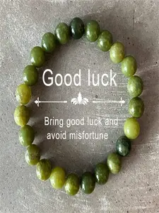 1pc Elegant autum jewellery green bracelets for women for sister ball Christmas bijoux high quality natural stone green bracelet Southern jade auspicious bracelet, a gratitude gift suitable for both men and women Premium Bracelet
