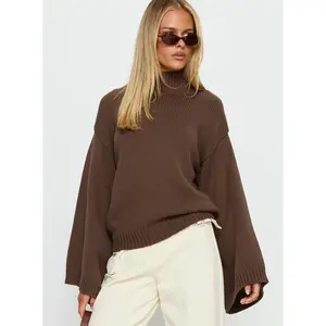 Neriel Funnel Neck Knit Sweater Chocolate