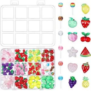 120 Pcs 3D Candy Nail Charms, Colors Cute Fruit & Candy Nail Art Charm, Summer Strawberry Pineapple, Lemon, Apple, Candies Fruit Charms for Women, Girls DIY Nails Art Decorations