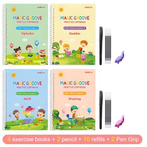 【Improve concentration and manual dexterity】Reusable Grooved Handwriting Workbooks for Kids With Disappearing Ink   Drawing book Stick drawing Enlightenment Picture book Magic groove drawing book control pen training calligraphy