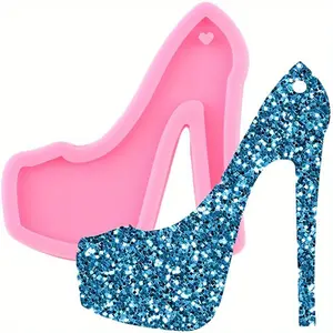 1pc Shiny High Heels Women Shoe Silicone Mold Craft Custom Keychain Molds Epoxy Resin Jewelry Earrings Pendant Making Mould Polymer Clay Moulds