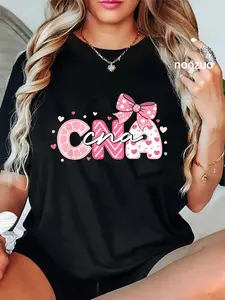 100% Cotton Unisex CNA Week Nursing Stethoscope Coquette Bow CNA Week T-Shirt Casual Top