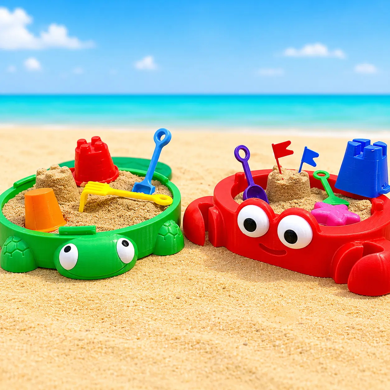 Turtle & Crab Sandbox Zen Garden - 3D Printed Collectible