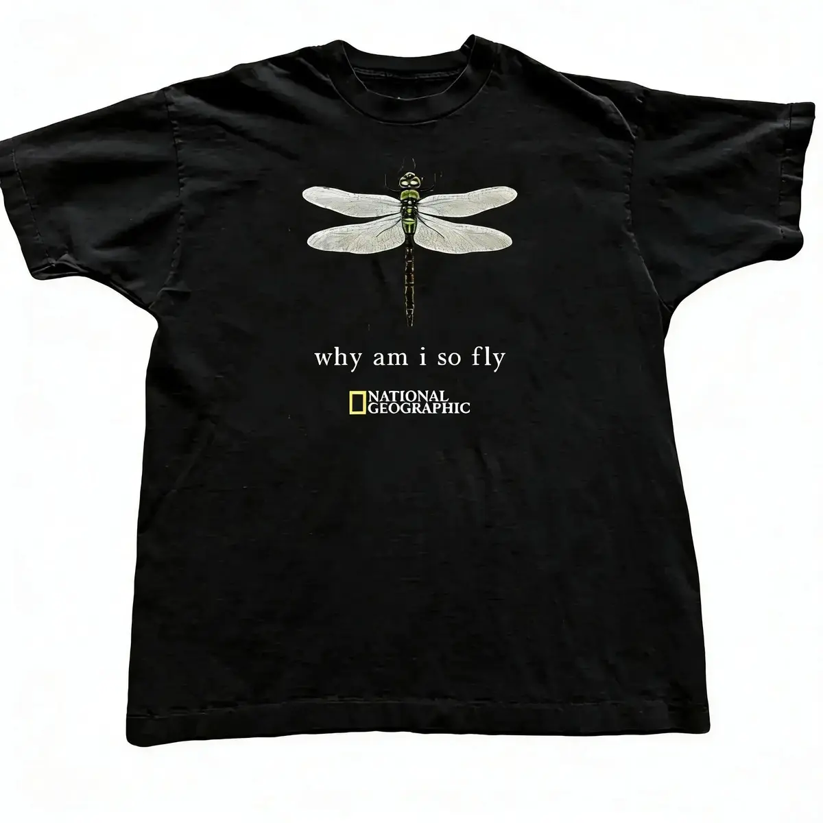 Women's National Geographic Dragonfly Print Short Sleeve Classic Top - Unisex Vintage Round Neck Boxy Fit Heavyweight Nature Streetwear Graphic Tee