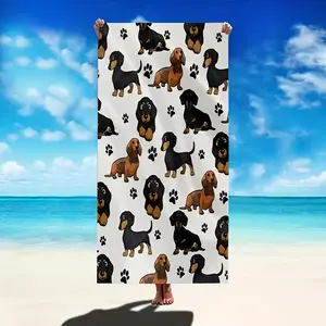 1PC cute dog pattern beach towel, suitable for outdoor beaches, swimming pools, bathrooms, camping trips, yoga fitness and other multi-purpose beach towels