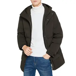 Orolay Men's Double Snap Winter Down Coat - Stylish Hooded Jacket for Casual and Outdoor Activities, Windproof Long Sleeve Menswear Tops