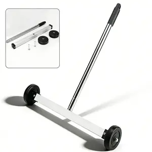 Magnetic Pick Up Sweeper 17-inch Heavy Duty Magnet Pickup Lawn Sweeper Roofing Tools, 2.8 Lbs Yard Magnet with Telescoping Holder and Wheels to Pick Up Nails Magnetic Sweeper for Construction