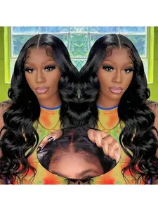5x5 HD Body Wave Lace Closure Wig, Brazilian Human Hair Pre Plucked 180% Density Wig, Invisi Strap Design, 360 HD Full Lace Frontal Natural Black Wigs for Women, Glueless Wigs