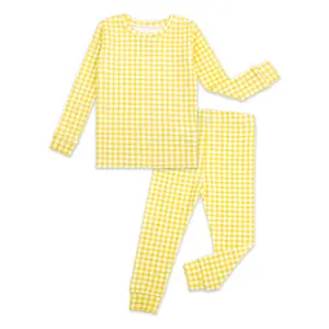 moimoln Baby Toddler Pajama Set Snug-Fit Cotton Modal Sleepwear Check Gingham (6M-8Y)