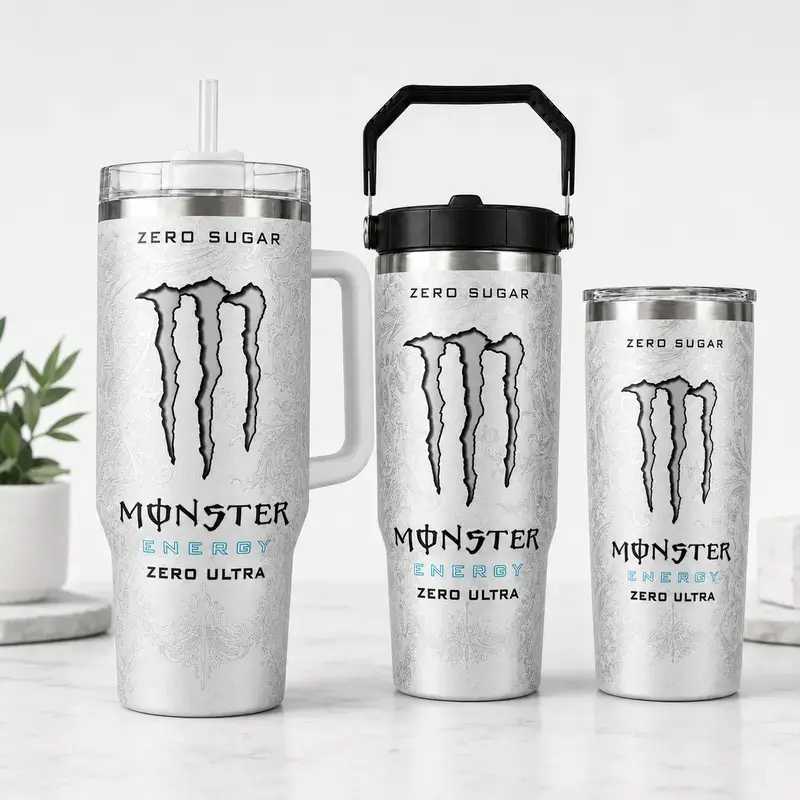 Energy Zero Heavy-Duty Style Insulated Water Bottle, Zero Sugar Energy Stainless Steel Cup with Straw and Spill-Proof Lid, Trendy Office Drinkware Tumbler