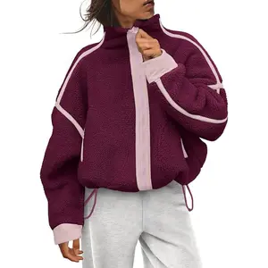 Women Fleece Jacket Zip Up Fuzzy Sherpa Jackets Long Sleeve Winter Outerwear Casual Daily Chilly Outings with Pockets