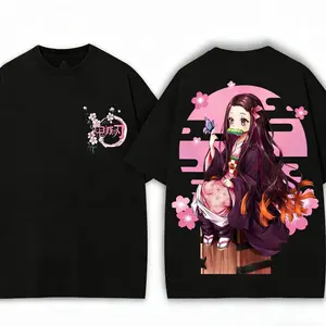 Retro Nezuko Vintage Tee – Oversized Demon Slayer Anime Shirt Cherry Blossom Streetwear for Fans