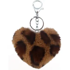 BY-402  Pom Pom Keychain Artificial Fur Ball Keychains Fluffy Tote Pendant Car Bag Charm
