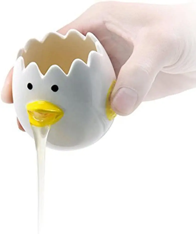 Whimsical Chicken Shape Ceramic Egg Separator - Kitchen Utensil for Baking, Cooking with Easy Operation to Separate Egg Yolk & White, Utensils