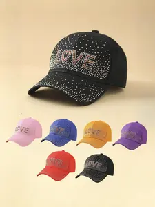 Fashionable Rhinestone Decorated Letter Design Baseball Cap, Casual Outdoor Sports Hat for Women, Fashion Accessories for Daily Wear