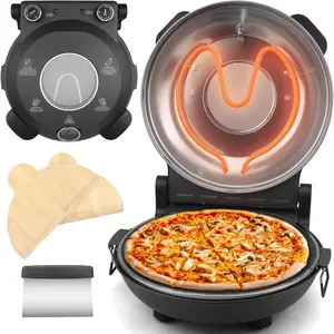 Baker's  Electric Pizza Oven Indoor Countertop, 12 Inch Pizza Maker Machine for Home, Pizza Cooker & Pizza Grill,  Glazed Ceramic Stone Pizza Oven, Graphite Gray