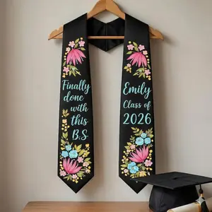 Personalized Florals Graduation Stole, High School College Graduation Sash, Graduation 2026 Gift For Daughter, Class Of 2026 Stole Graduation Stole
