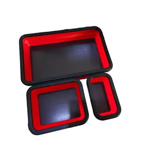 Silicone Tool Storage Tray, 3 Counts/set Foldable Magnetic Tool Organizer, Tool Storage Box for Home & Office & Car, Collapsible Tool Box, Tool Organizer, Toolbox Storage Box, Construction Tool Organizer