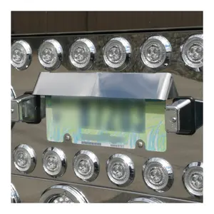 RoadWorks License Plate Drop Visor - Premium 304 Stainless Steel, Mirror-Polished, Straight 10865 or Bowtie 10866 Design, Fits Standard Truck Plates