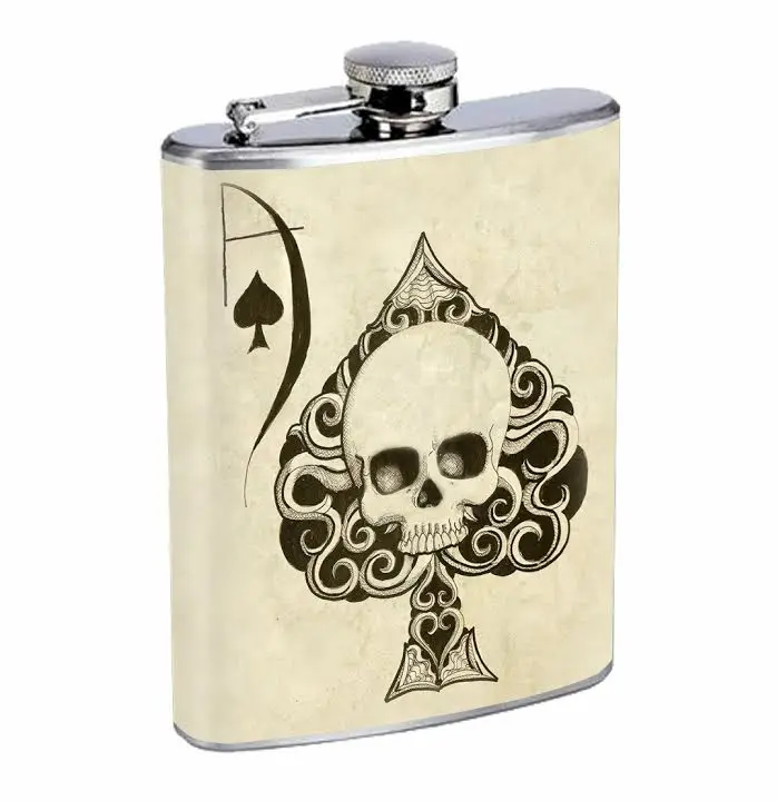 Ace of Spades Sull 8oz Stainless Steel Hip Flask Drinkware Portable