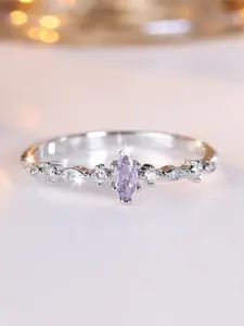 Charm Female Purple Blue Zirconia Stone Ring Silver Color Luxury Girlfriend Gift Wedding Jewelry For Women