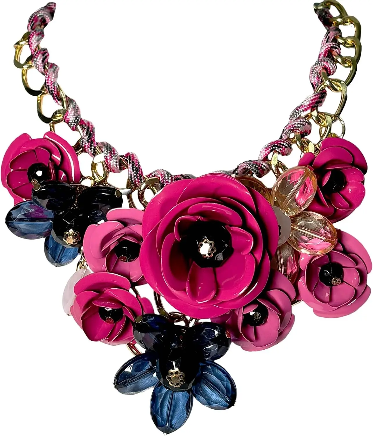 Chunky Flower Bib Statement Necklace Drama Bib Collar Jewelry Set for Women Prom Party