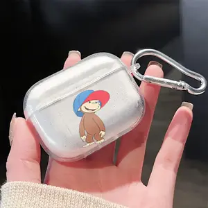 Hat Monkey Earphone Case for Airpods 4 3 2 1 Pro Playful Vibe Cute Monkey with Blue Red Hat Protective Fit