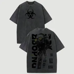 Dystopian Gas Mask Graphic T-Shirt, Dark Techwear Streetwear Tee, Biohazard Aesthetic Back Print Shirt, Post Apocalyptic Outfit, Grunge Style Top