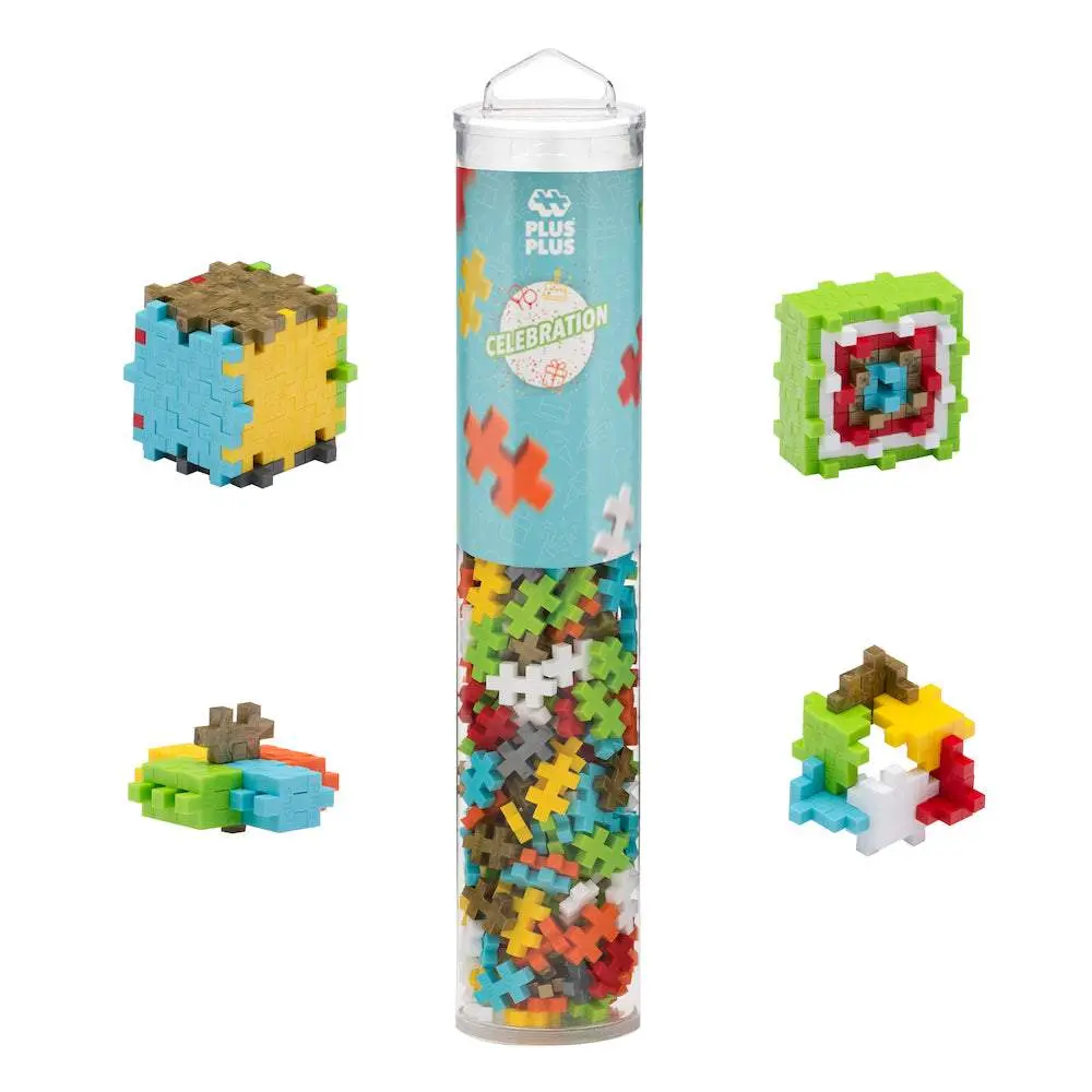 Plus-Plus Celebration Open Play Mix Stacking Game - 240-Pc Colorful Tube Toy, BPA-Free, Travel-Friendly Party Favor, Develops Fine Motor Skills, Focus and Patience, Includes Instructions Flyer for Kids 5-12