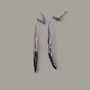 Hand Forged Silver Olive Leaf Earrings