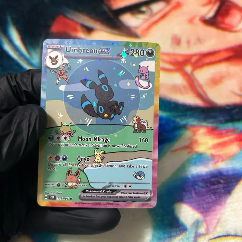 Bubble Shiny Umbreon Handcrafted Card | Holographic Stars Finish | Fan Art Card