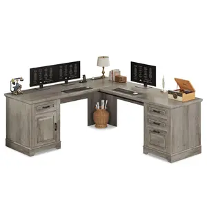 Sikaic 69 Inches L Shaped Computer Desk Grey Sikaic 69 Inches L Shaped Computer Desk Grey