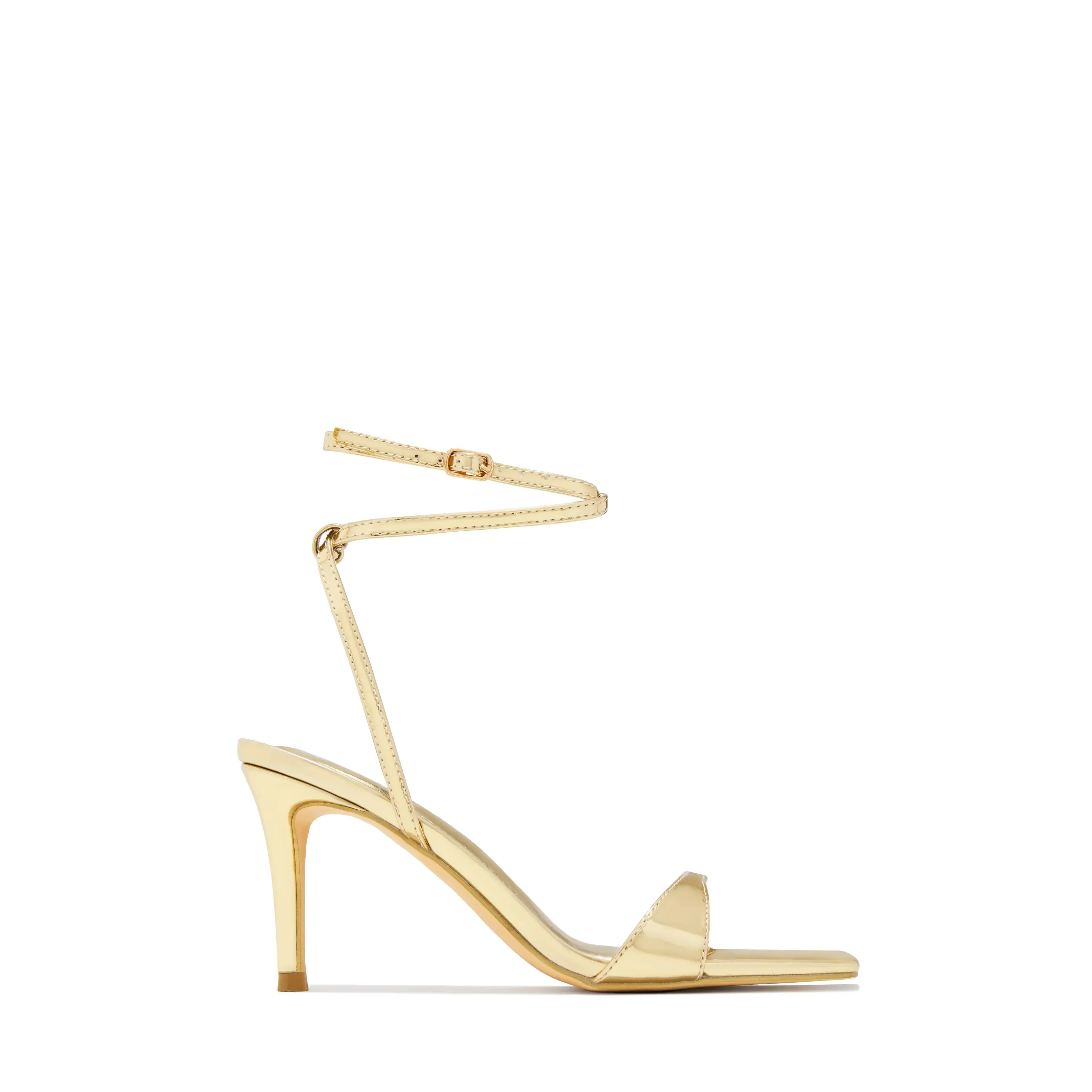 Viana Ankle Strap Mid Heels - Gold