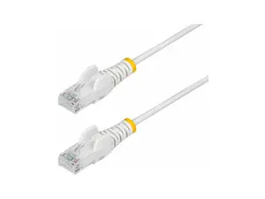 StarTech 1ft White Slim CAT6 Ethernet Cable, Snagless, 100W PoE, UTP, LSZH, 28AWG Bare Copper Wire, Slim RJ45 Network Patch Cord, Fluke Tested N6PAT1WHS