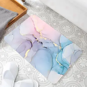 Marble Pattern Bath Mat, 1 Count Non-slip Quick Drying Soft Bath Rug, Bathroom Mat, Home Decor, Bathroom Accessories, Bathroom Supplies