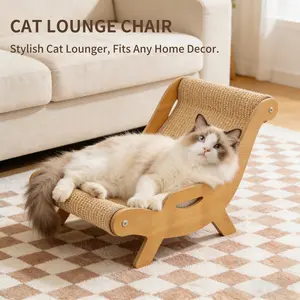2026 New 2-in-1 Cat Recliner Scraper Board & Sofa Bed - Scratch Resistant, Low Lint Wooden Cat Scratcher Bed with Replaceable Scratching Pad, Multi-Functional Cat Furniture for Indoor Cats (C)