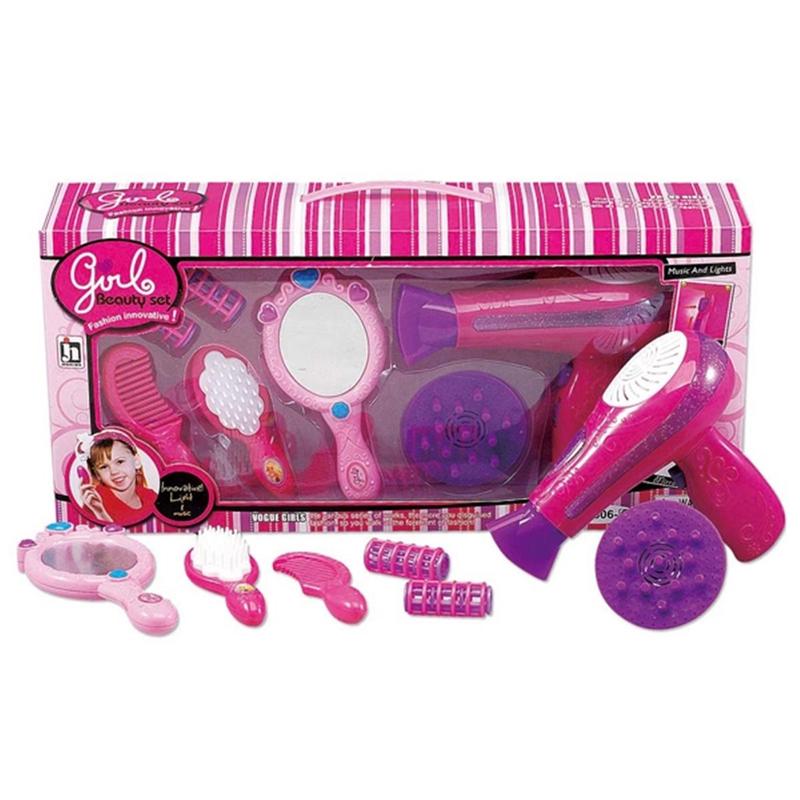 212 MAIN Dog & Cat Pretend Play Set - Fashion Pet Beauty Salon Toy with Hair Dryer, Mirror, Comb, Lights-Up Accessories
