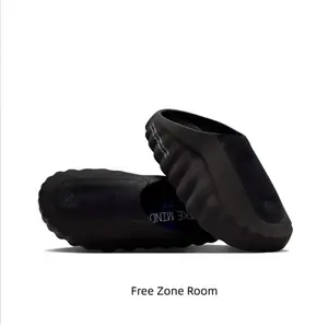 Black Concept Testing Mule Slides, Blue Cushioning Massage Outsole, Breathable Fabric Upper, Futuristic Tech Slides