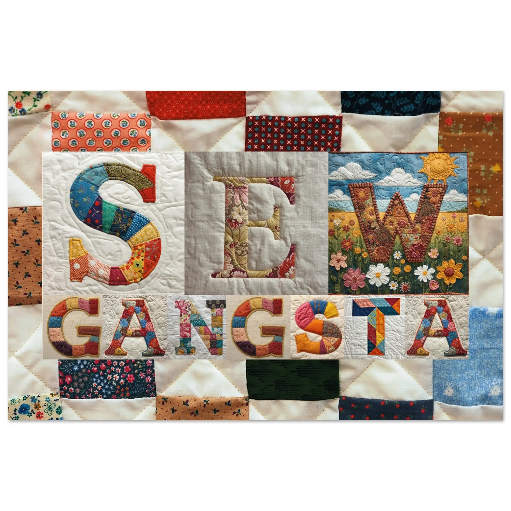 SEW GANGSTA Premium Semi-Glossy Paper Print Poster, 60cmx90cm/24inx36in, Artistic Wall Decor, Ideal Room Accent & Decoration Gift for Home Supplies