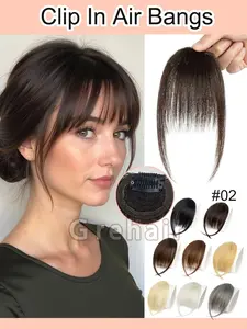 Real Human Hair Clip In Bangs | Clip On Fringe Lightweight Air Bangs Hair Clips, Multiple Colors Available, Face Shape Correction, Reusable, Face Framing Bangs