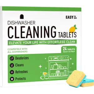 Dishwasher Cleaner and Deodorizer Tablets 24 Pack - 1 Year  Deeply Removes Dirt With Odor Eliminating, Dishwasher Cleaner Tablets Naturally Removes Scale Andblockage From Pipes