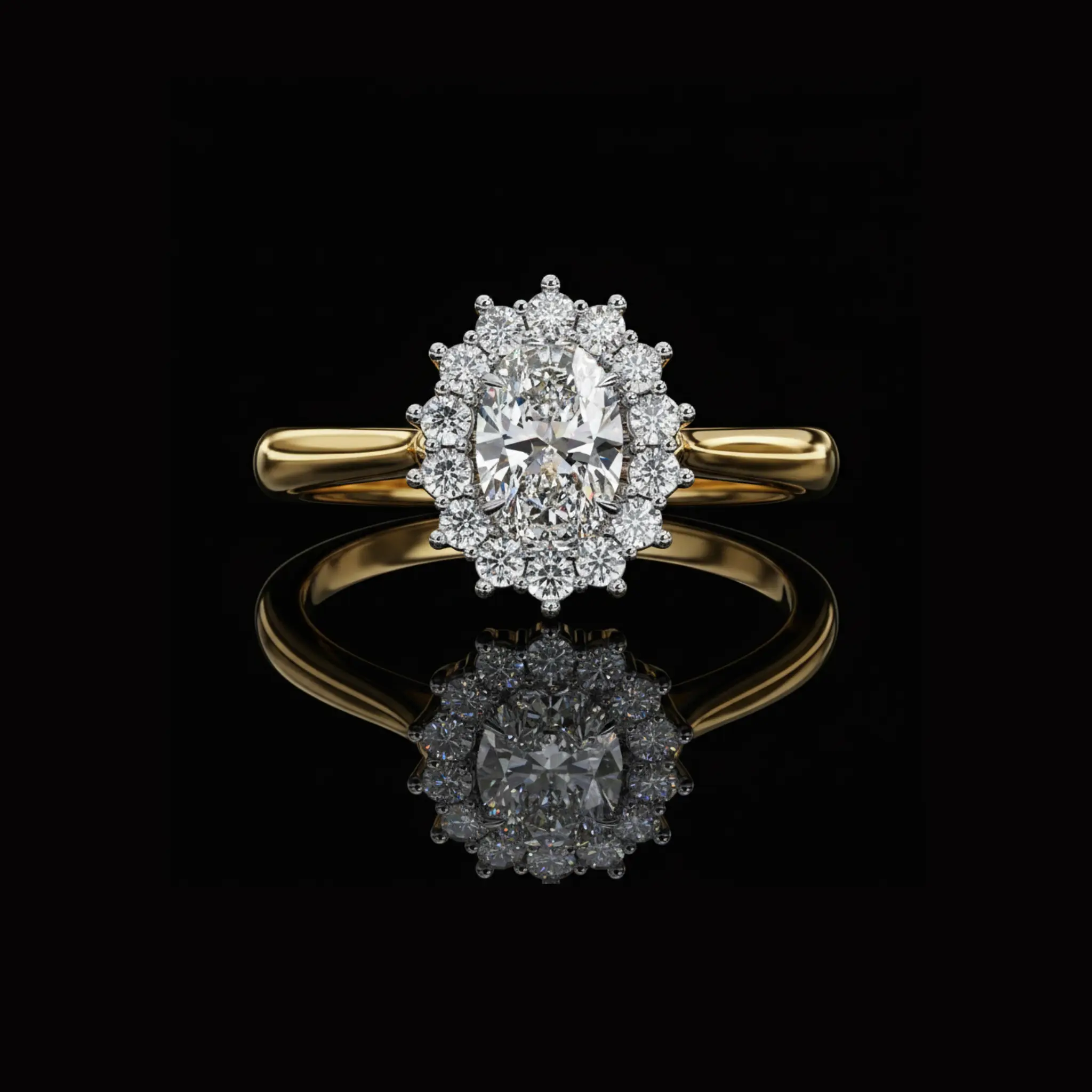 Oval Halo Lab Diamond Ring with Cathedral Setting