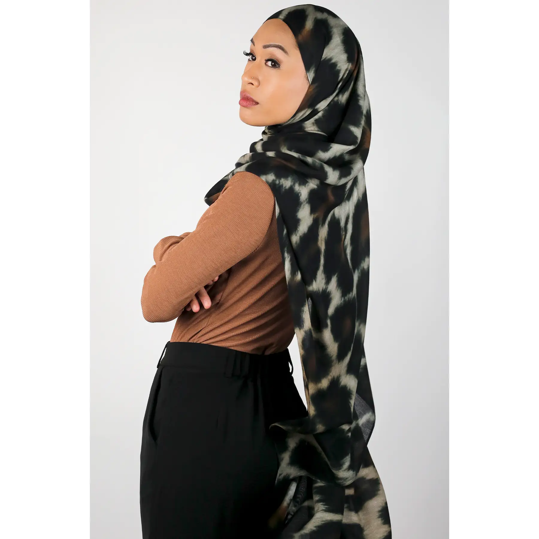Ivory Leopard Print Modal Hijab